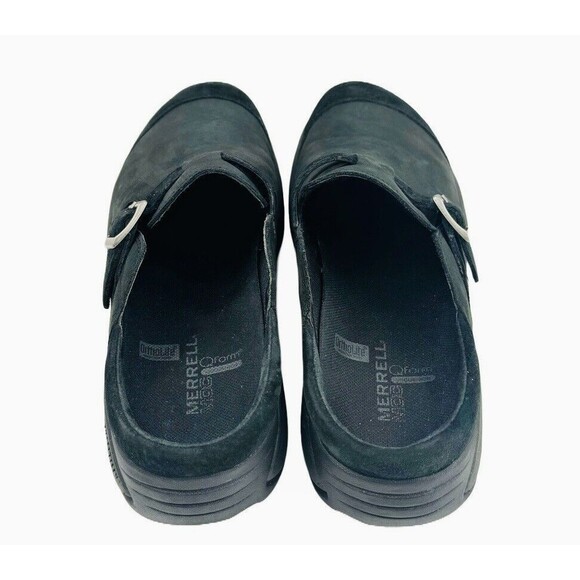 Merrell Encore Buckle Black Nubuck Leather Slip On Mules Clogs Shoes Womens 8.5 - Picture 7 of 12